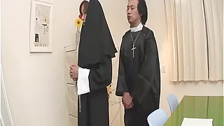 Naughty Nun spreads wide and sucks dick Hitomi Kanou